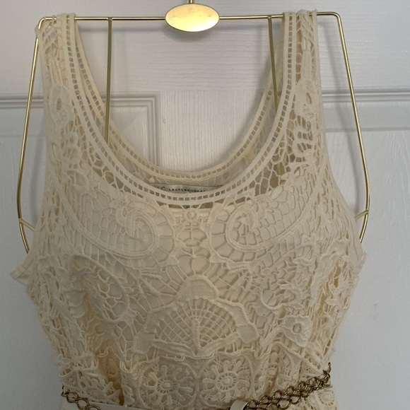 LC LAUREN CONRAD Crocheted Beige Dress SizeM #231 - Picture 2 of 12